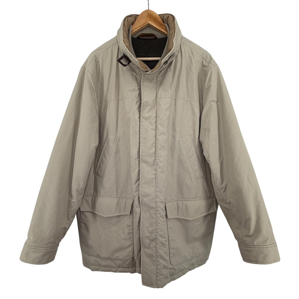 Talbots Field Jacket Mens L Vintage Y2K Wool Lined Plaid Khaki Insulated